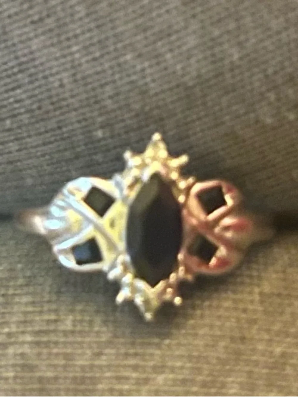 Solid 10k white gold ring with natural sapphires